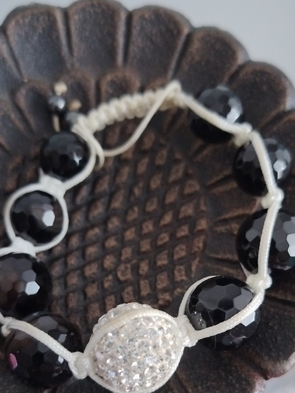 Elegant Black Bead Bracelet with Sparkling Clasp